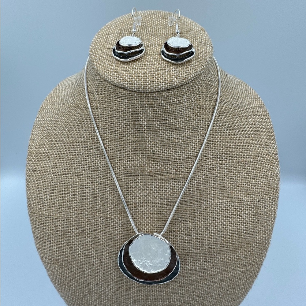 NWT Boho Fashion Jewelry - 3 Stack Pendant Necklace with Matching Earrings